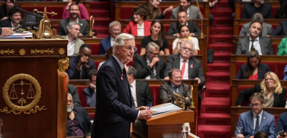 Le Premier ministre Michel Barnier prononce, ce mardi 1er octobre 2024, sa déclaration de politique générale, devant les députés à l’Assemblée nationale, à Paris. Photo : Isa Harsin/Sipa Le Premier ministre Michel Barnier prononce, ce mardi 1er octobre 2024, sa déclaration de politique générale, devant les députés à l’Assemblée nationale, à Paris. Photo : Isa Harsin/Sipa