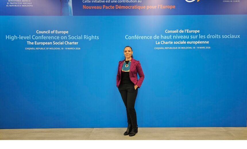 Sabrina Cajoly à la conférence ministérielle de Chisinau, Moldavie, « pour exiger le respect des droits humains dans les territoires dits d’Outre-mer » le 18 mars 2026. Photo : FB Sabrina Cajoly